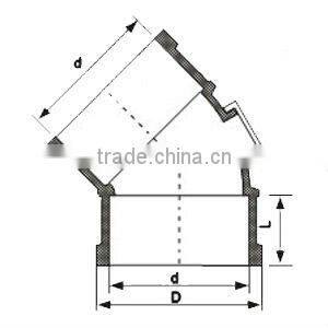 UPVC plastic elbow 45 with inspection DIN
