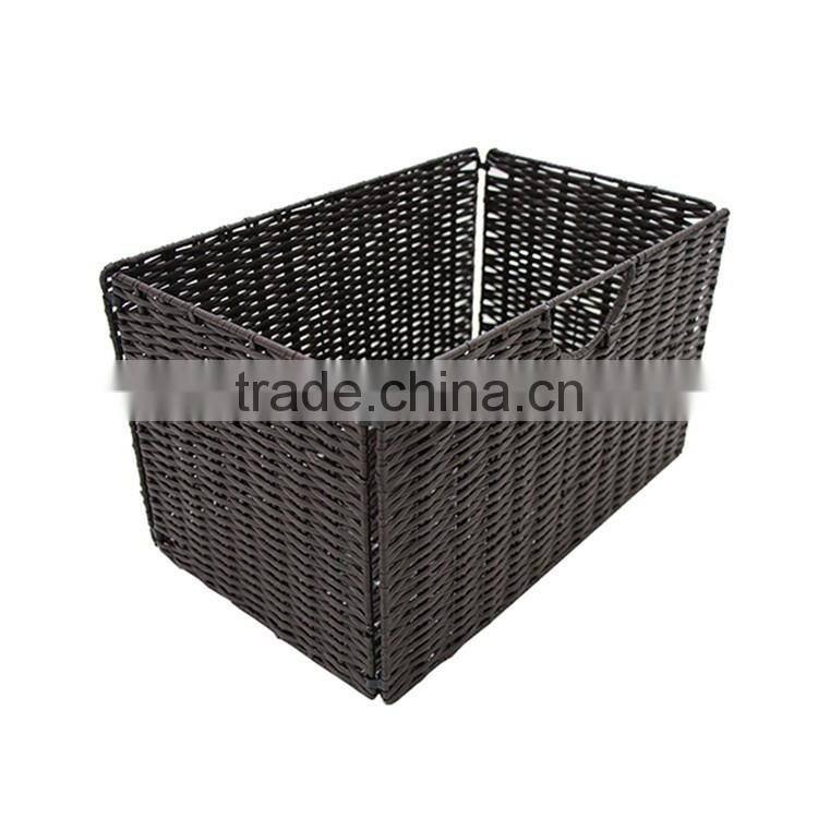Handwoven fashion plastic washing basket for hotel and household dirty clothes