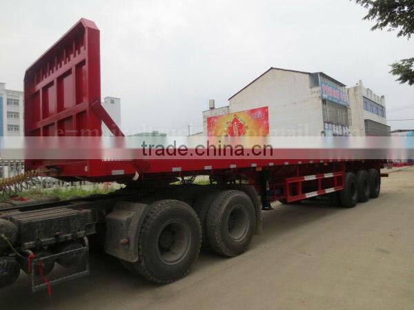 3 Axles Heavy Duty Flatbed Semi Trailer 50Ton with Front Sideboard