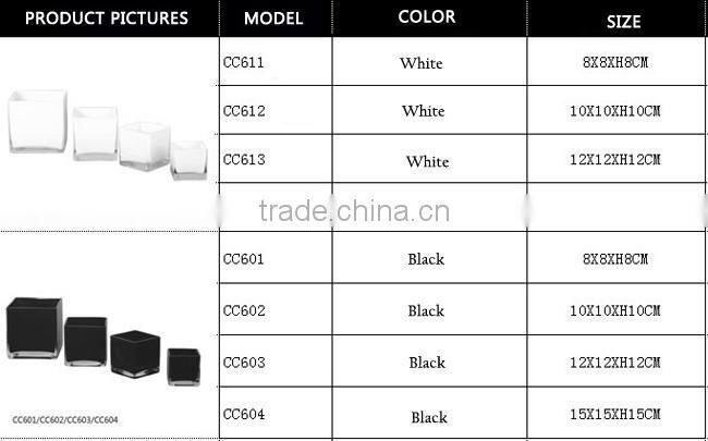 New design wedding table floral ornaments square glass vase