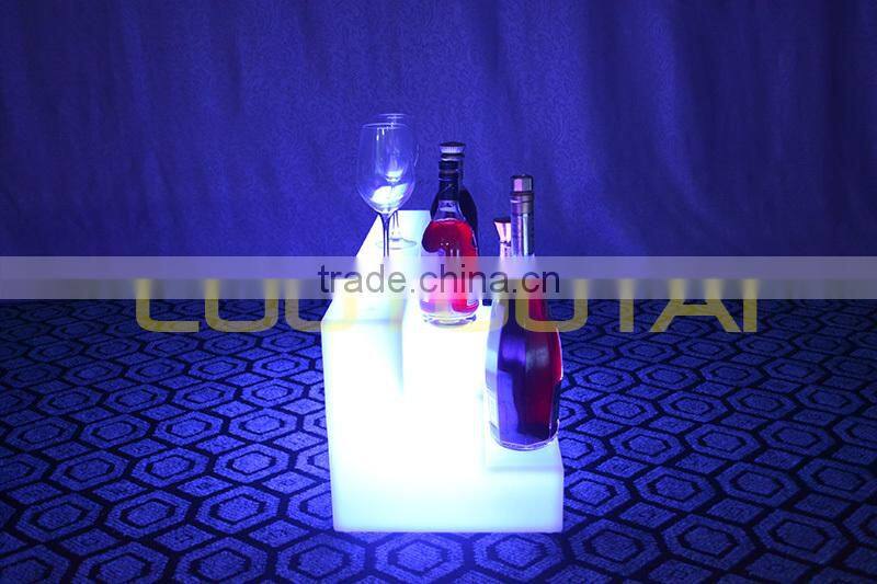 Unbroken high quality PE LED light up wine Holder/strong plastic wine display/bar furniture LTT-SF05A