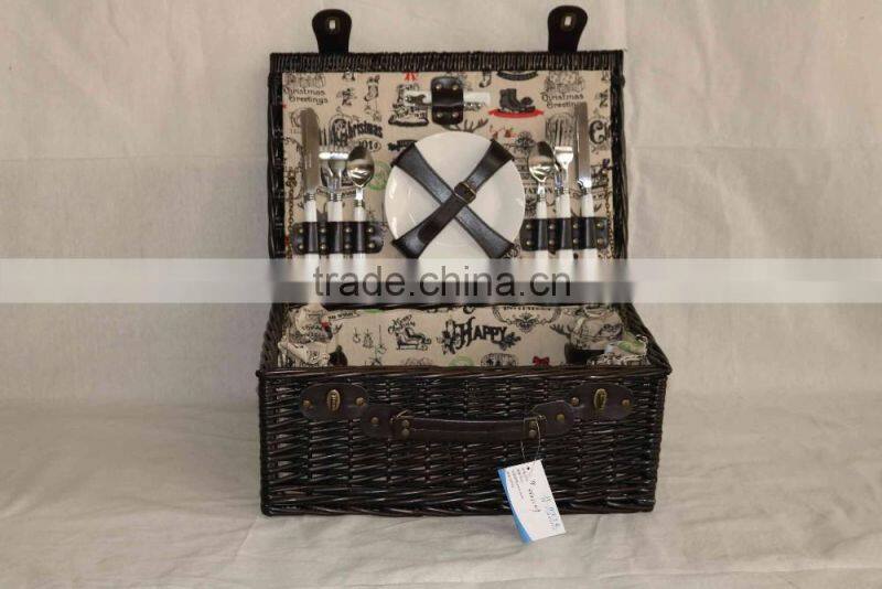 wholesale cheap wicker picnic basket grey wicker picnic hamper for 2 person