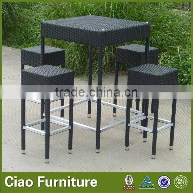 space save plastic rattan bar table and chair