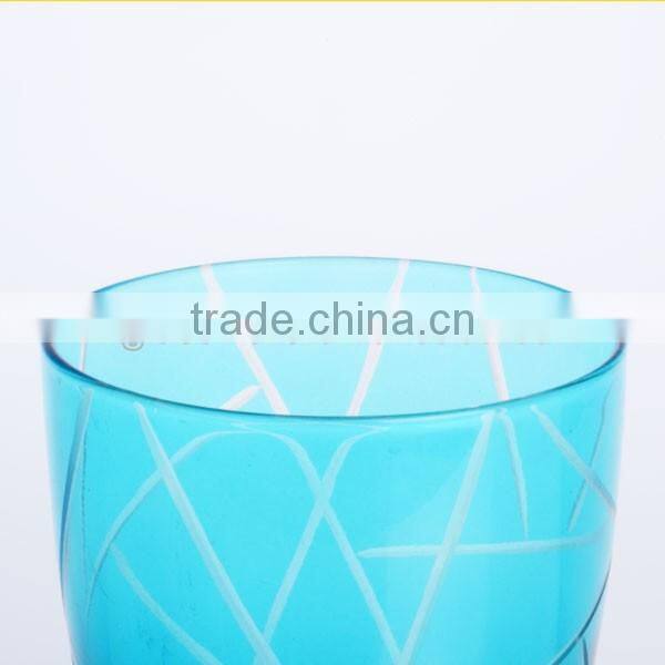 Hand Blown Crafted Color Drinking Glass Cup with White Strip