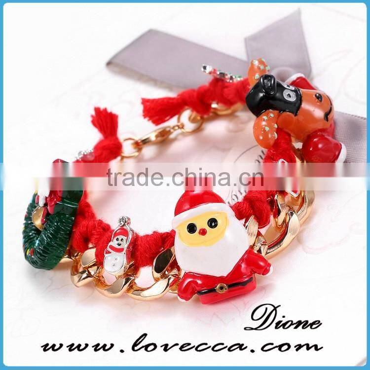 2016 latest design merry Christmas gift jewelry fashion link bracelets with santa claus and reindeer