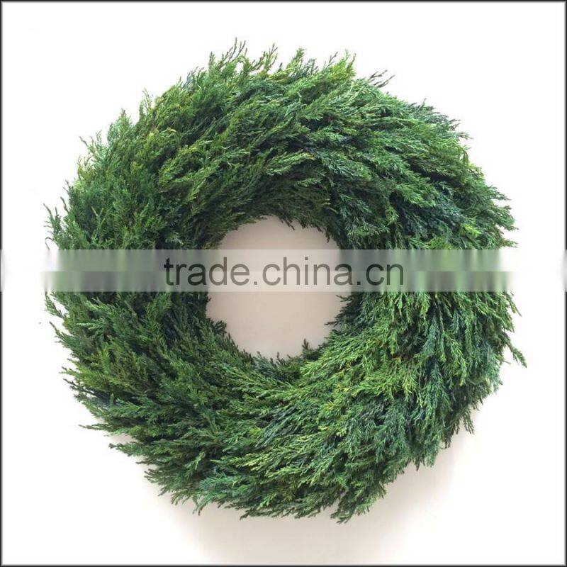Indoor decorative preserved cypress wreath