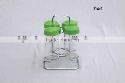 clear honey glass kit for spices with frame with plastic lid