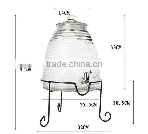 large clear glass drink dispenser with tap PJ01