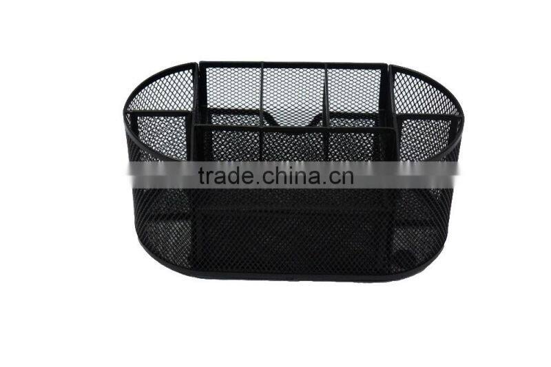 Black Multi-function Metal Mesh Name Card Collection Oval Suppiles Caddy