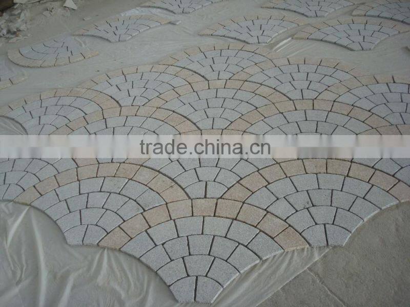 Fan Shape Granite Paving Stone Mixed Color Driveway Paving Stone