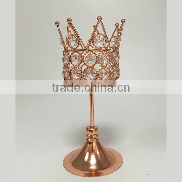Tall crown shape crystal candle holder