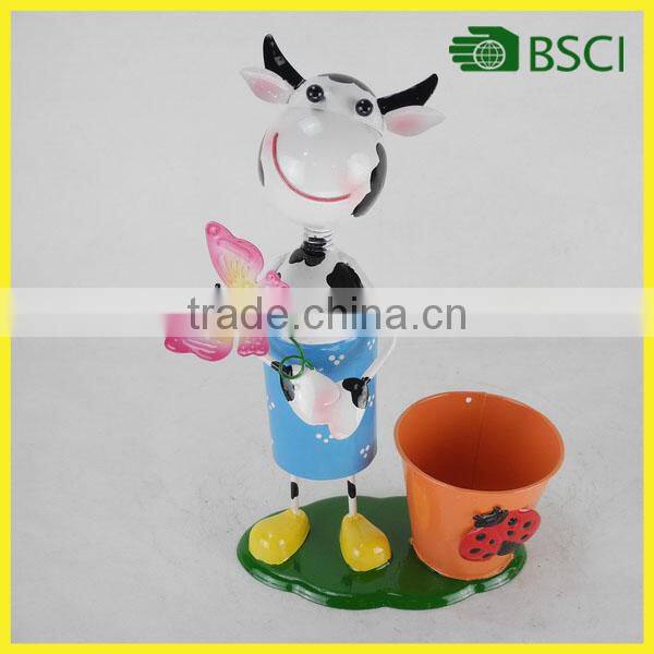 Nice iron cow ornament plant flowerpot planter