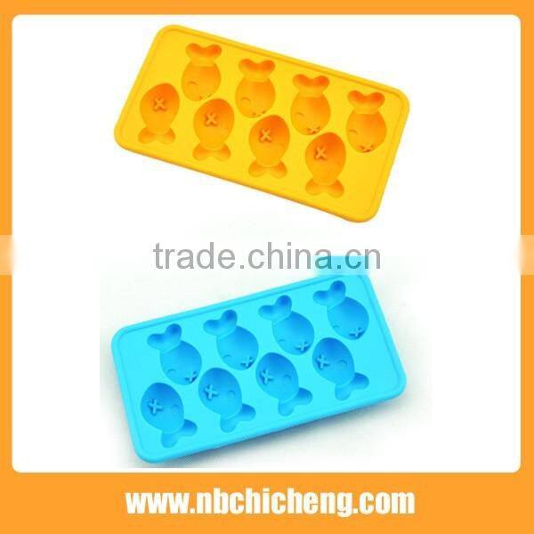 Food Grade Cute Fish Shaped Silicone Ice Cube Tray, Slicone Ice Mold
