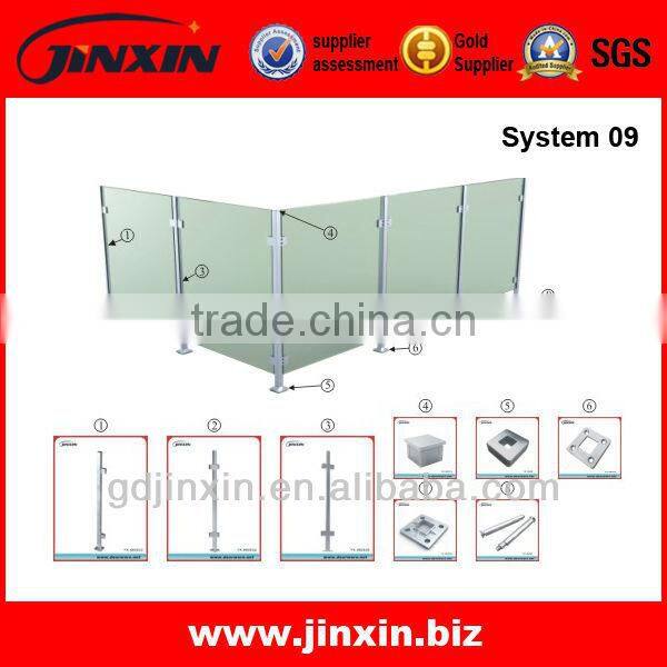 304 Stainless Steel Channel Pipe System/Glass Fence System