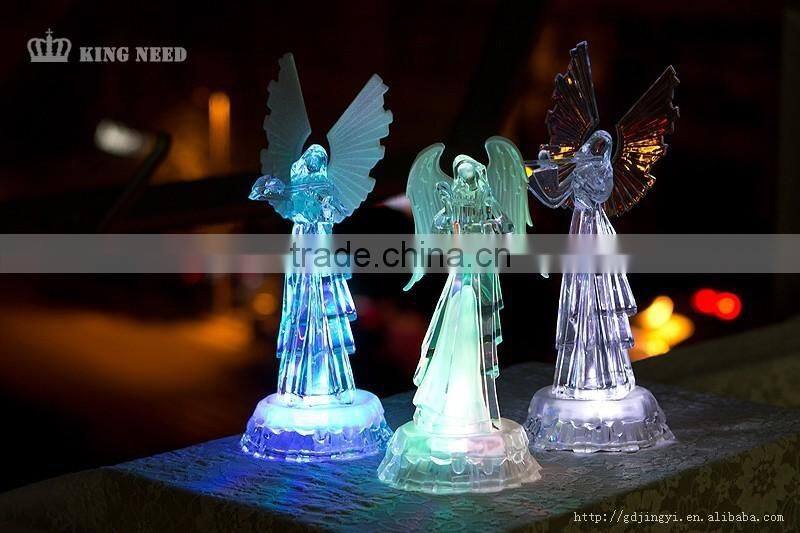 LED Acrylic christmas angel with instrument figurines