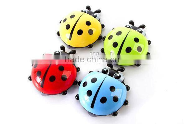 plastic Ladybug strong sucker wall mount toothbrush holder toothpaste holder