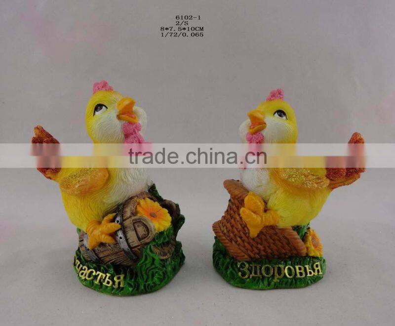 2017 new year souvenir animal statue resin chicken for home decoration