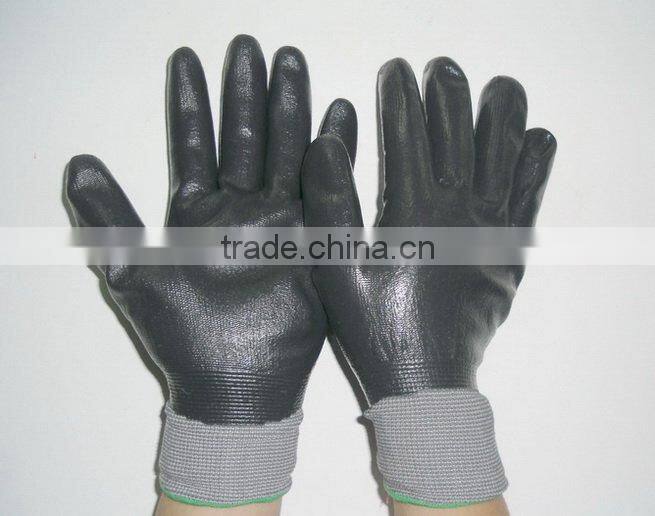 DDSAFETY 2017 13G Grey Nylon Fully Black Nitril Coating Foam Safety Gloves