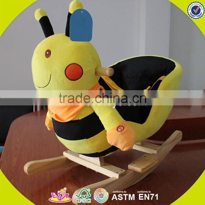 2017 New design sheep animal baby wooden rocking horse kit wholesale cheap kids wooden rocking horse kit with music W16D098