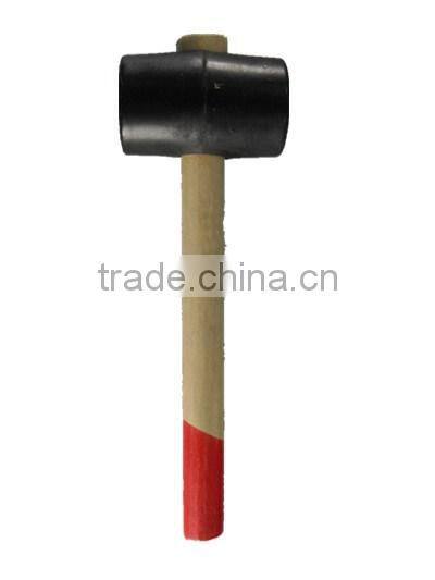 Rubber sledge mallet hammer with wooden handle