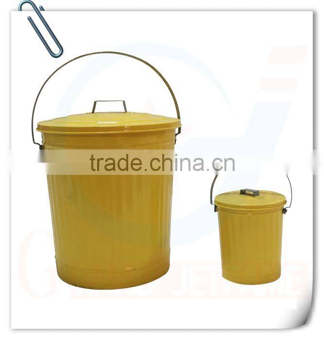 Household yellow middle metal trash can