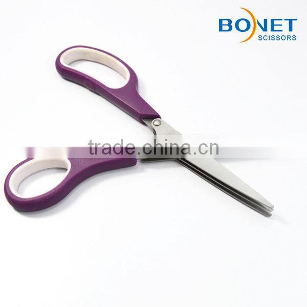 S97015A4 FDA qualified Stainless Steel Herb 3 blade shredder scissors with cap