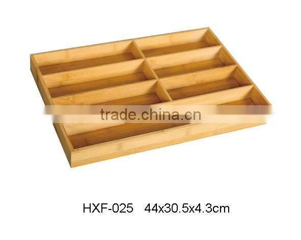 Bamboo utility drawer utensil organizer