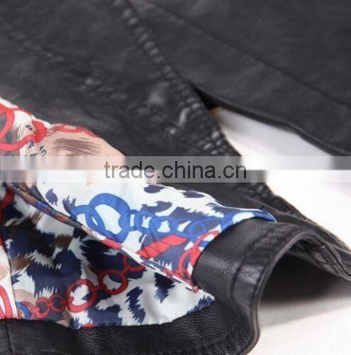 2014 New Women's jackets Short Slim Collar motorcycle leather jacket coat