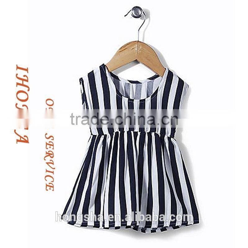 Sleeveless Black And White Striped Baby Frock Designs Sleeveless Baby Frock HSd6010