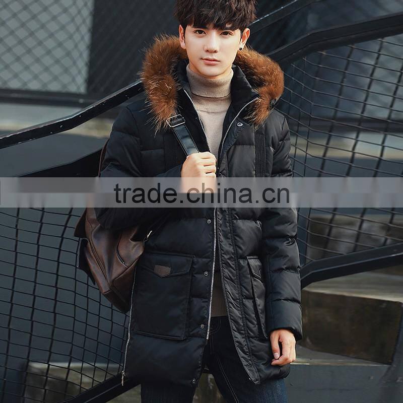 2016 top quality wind proof mens parka winter jacket with fur hood parka jackets wholesale blank