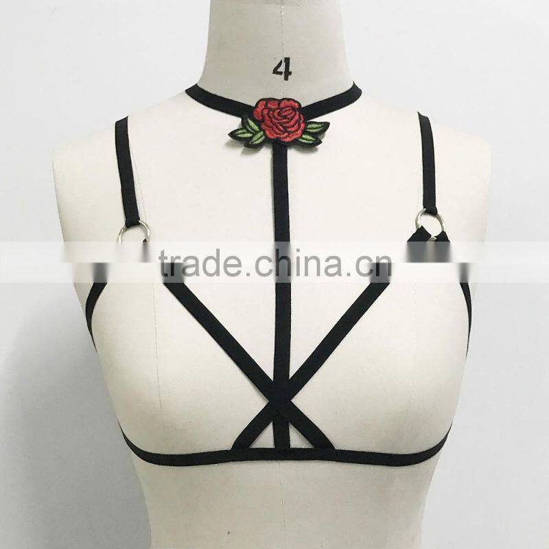 Sexy Garter Belt Stockings Underwear Women Lingerie pentagram garter Lace Open Cup Garter Belt Strappy Sexy Lingerie