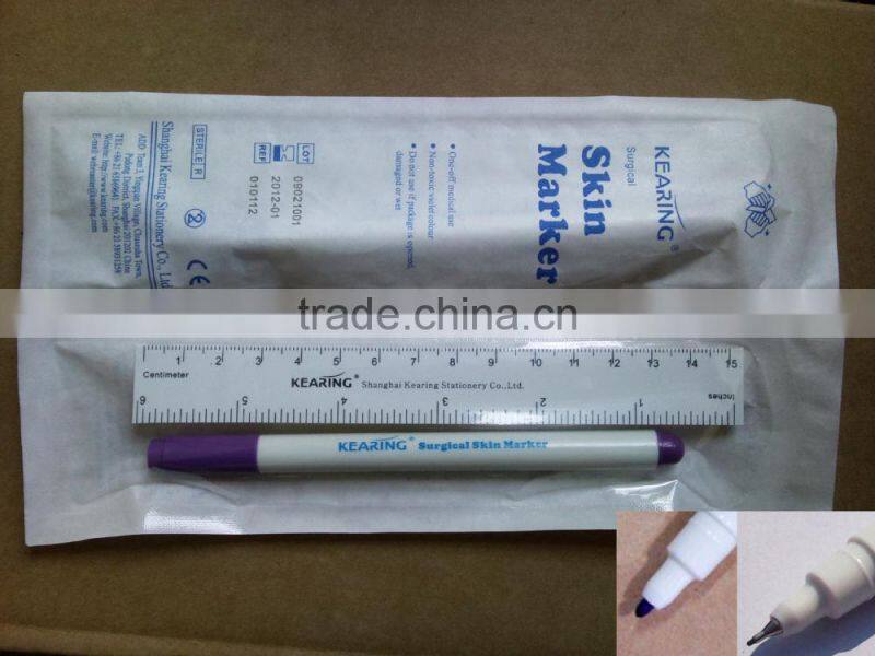 Non toxic high quality 1.0mm fiber tip medical marker skin marker with rulers used for radiology research and doctor use