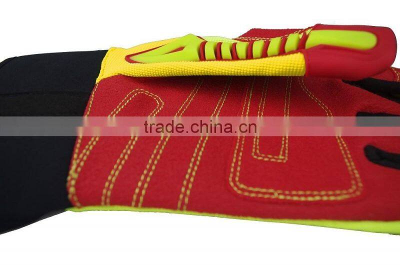 EN388 4132 oilfield anti impact gloves, palm reinforcement gloves, rigging working gloves,