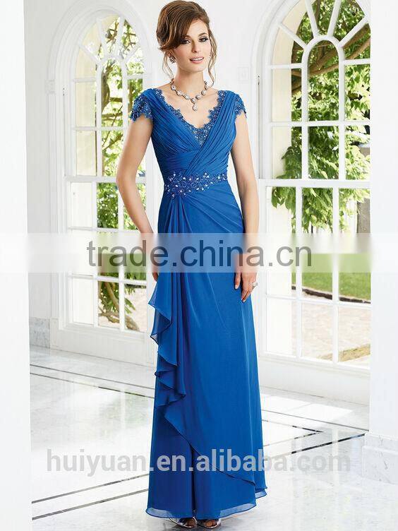 elegant deep v neck full length short sleeve wedding gown