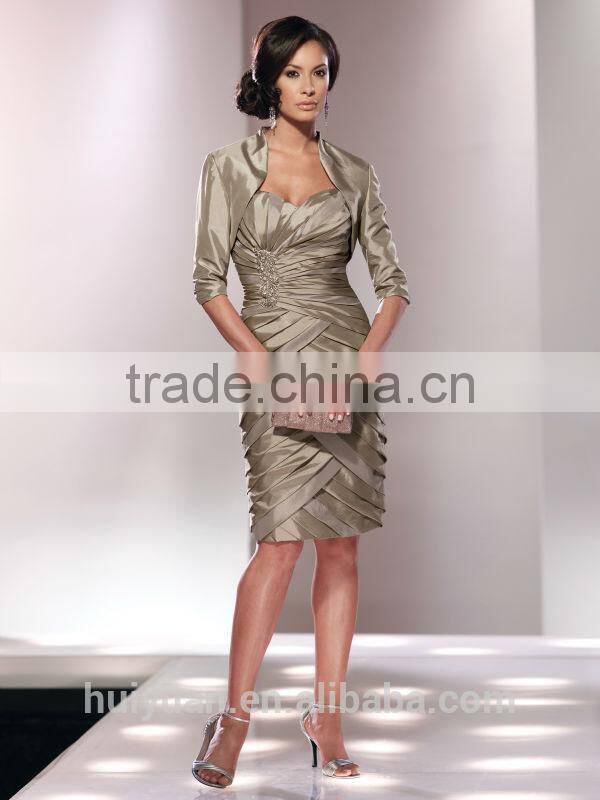 fashion cocktail satin beaded mature women costumes dress