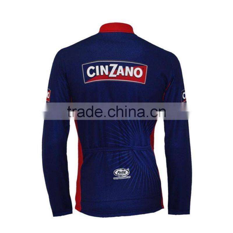 100% polyester long sleeve cycling wear/Dye sublimation bike wear/men cycling jersey