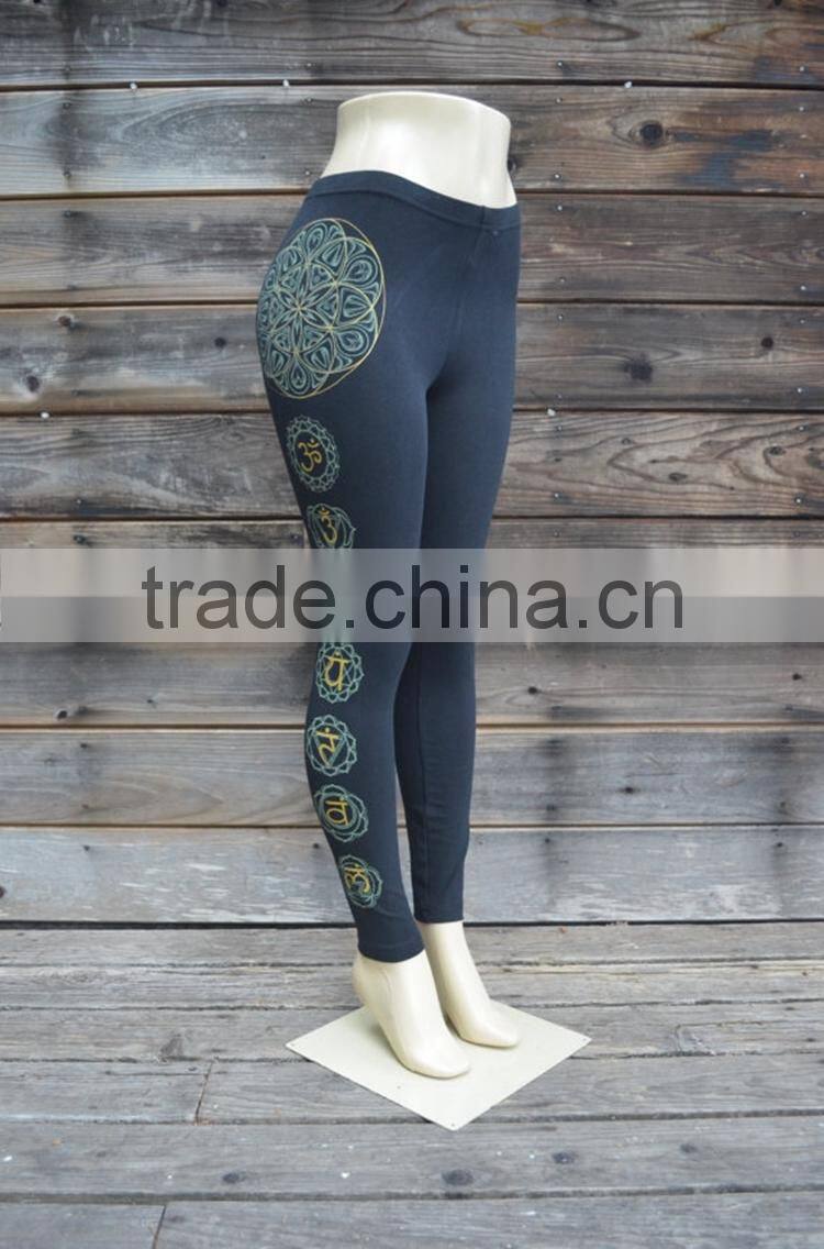 OEM flower ditigal printing black fitness wear funny yoga pants