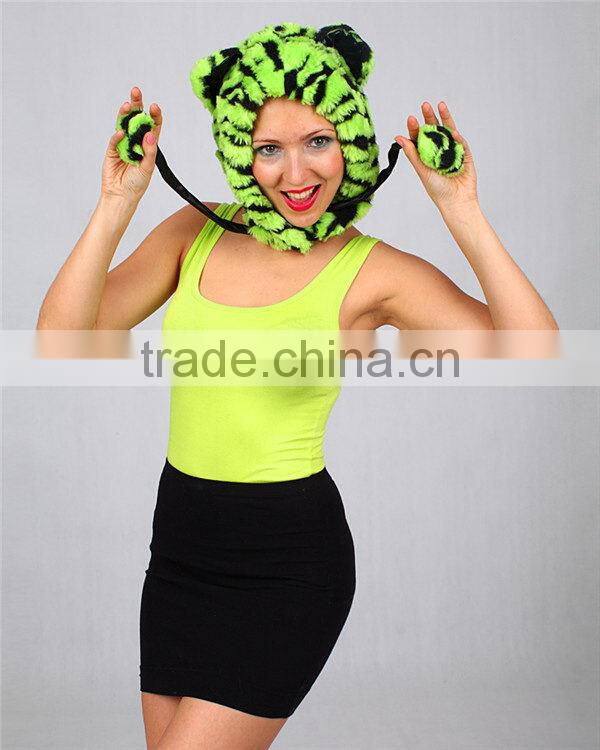 2014 hot sale comfortable long scarf animal face trapper hood hat