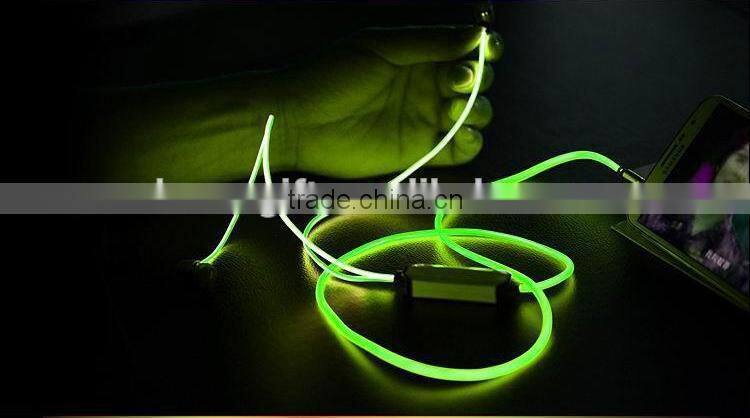 2015 Newest!!! sound music light und active earphone glow with the music Can pick up the phone