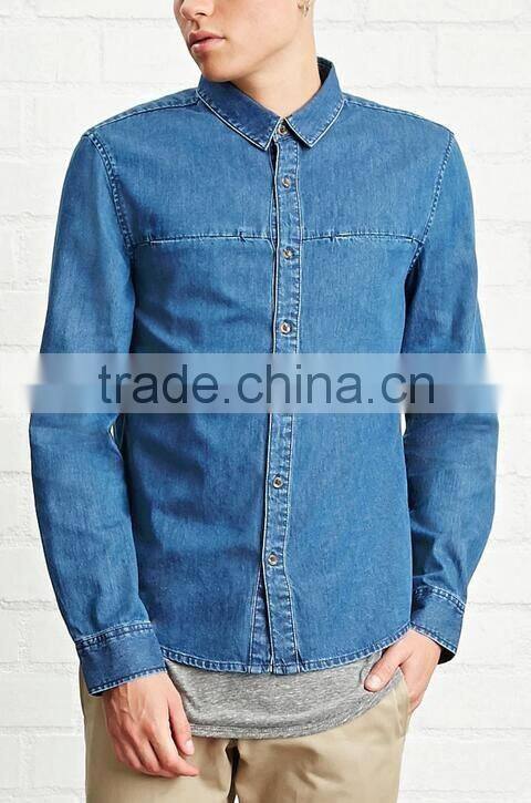 wholesale denim shirts man blank slim jeans shirts custom your logo