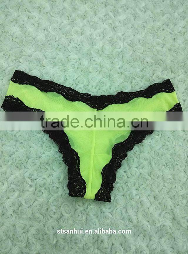 2017 sexy hot selling transparent panty with lace ladies panty brand names