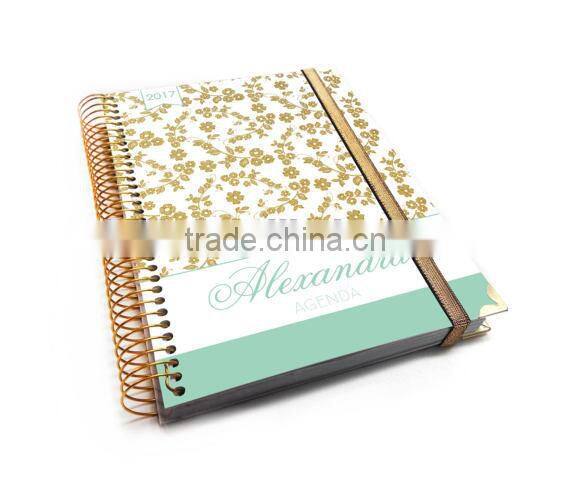 Greyboard cover spiral planner custom, personal diary planner with gold corner