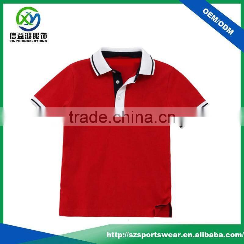 Best Price Red Color Ribbed Knit White Collar Polyester Pique Youth Uniform Golf t Shirt