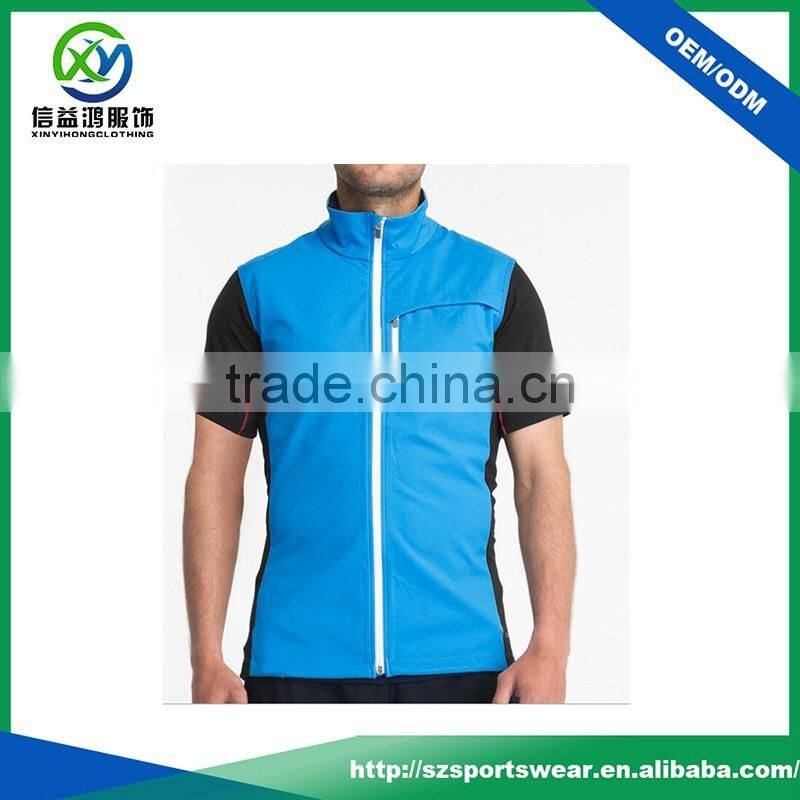 Contrast Color White Full Zip Short Sleeve Blue with Black Running Men Jacket
