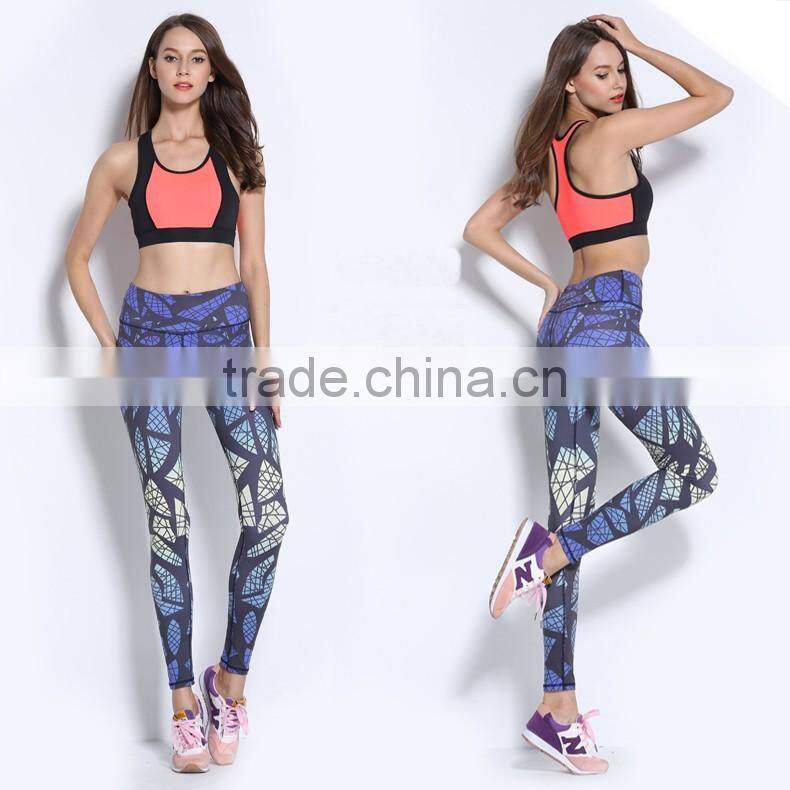 Womens sublimation printing fitness yoga wear pants