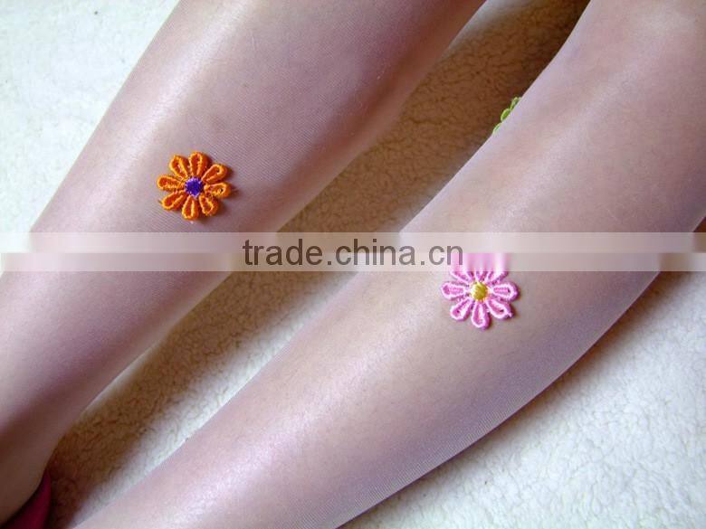 Handmade lace socks colorful flowers Pearl Rhinestone Anti-hook wire pantyhose stockings
