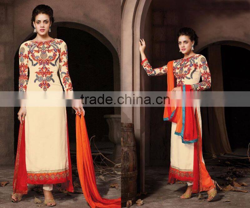 Ash color Zari design Beauty Charm Designer Semi Stitch Salwar Kameez