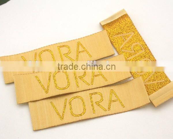 Customized garment shoe labels/woven labels/main label/embroidered tag silver gold WSL-001