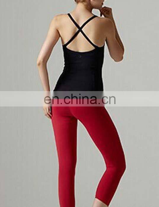 Women's nylon and spandex fitness ninth pants yoga vest suits