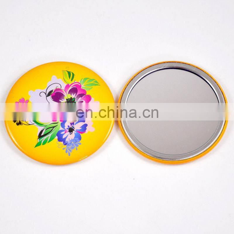 New arrived craft beautiful eco-friendly tinplate mirror button / looking glass for decoration